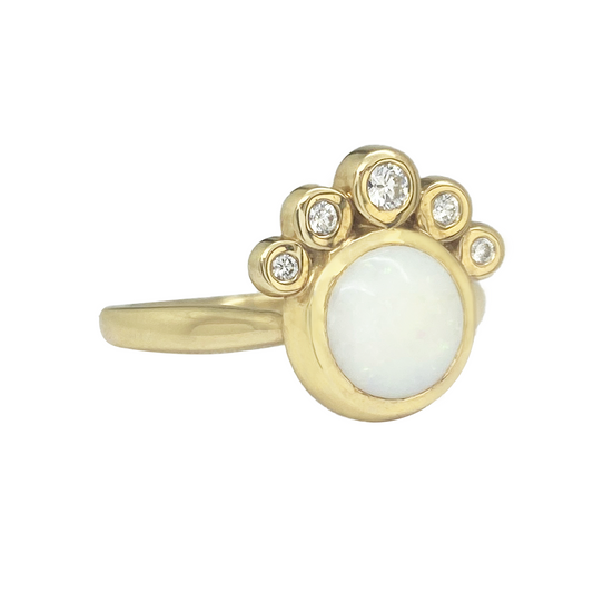 Natural Opal & Diamond 14kt Ring