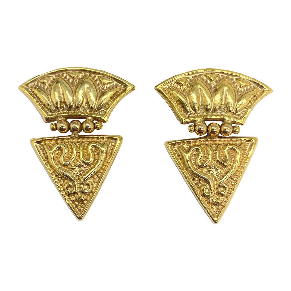 Byzantine Style Statement Earrings - 14kt Yellow Gold