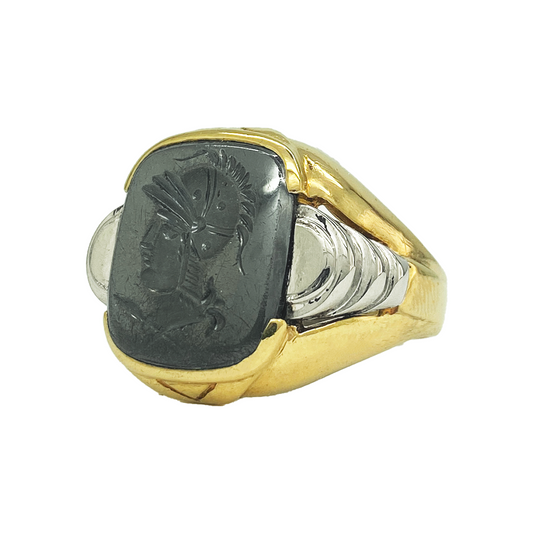 Vintage Hematite Intaglio Ring