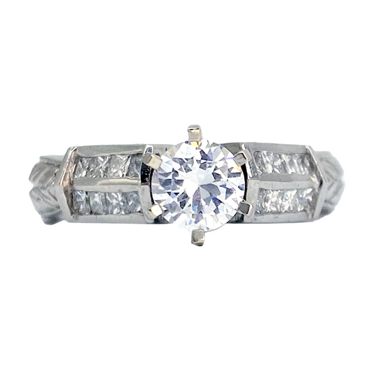 Diamond Platinum Engagement Ring Mounting, .60ct total weight