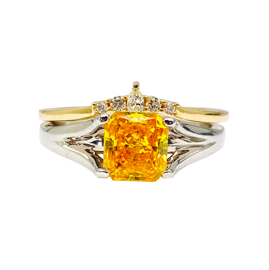 Yellow & White Diamond Ring Set