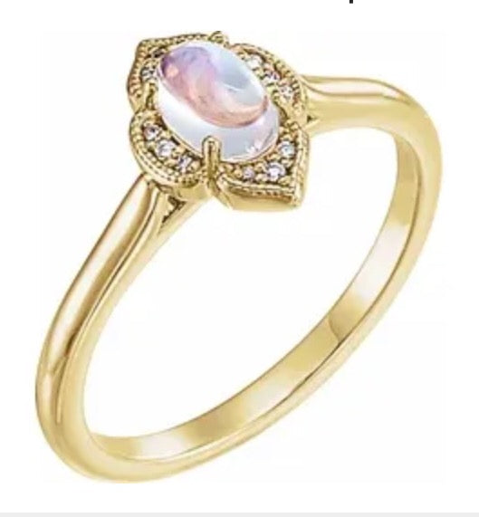 Opal & Diamond Clover Design Ring