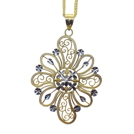 Ornate Two Tone 14kt Pendant