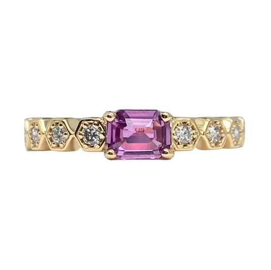 Light Purple Sapphire and Natural Diamond 14kt White Gold Ring