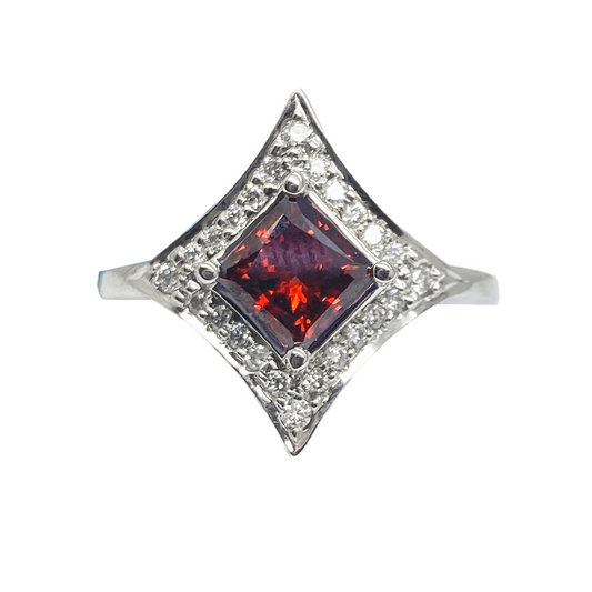 Custom Designed Red & White Diamond Ring