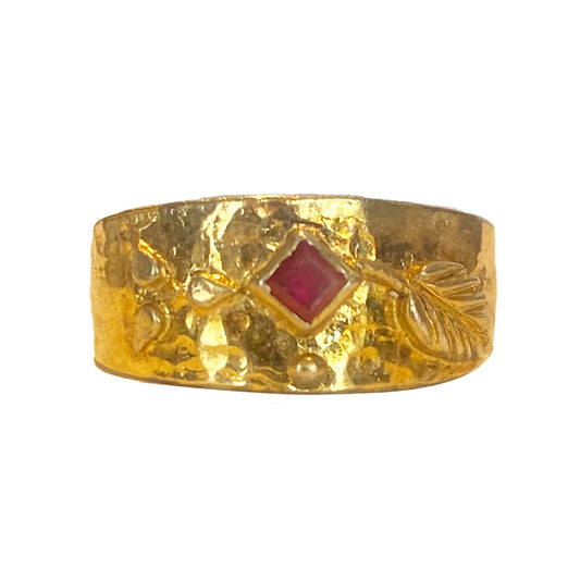 Grecian Ruby Ring - Gold Vermeil