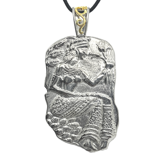 Cretan Goddess Pendant, Sterling Silver & 14kt