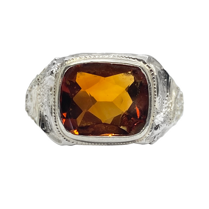 Men's Vintage Synthetic Orange Sapphire 10kt Ring