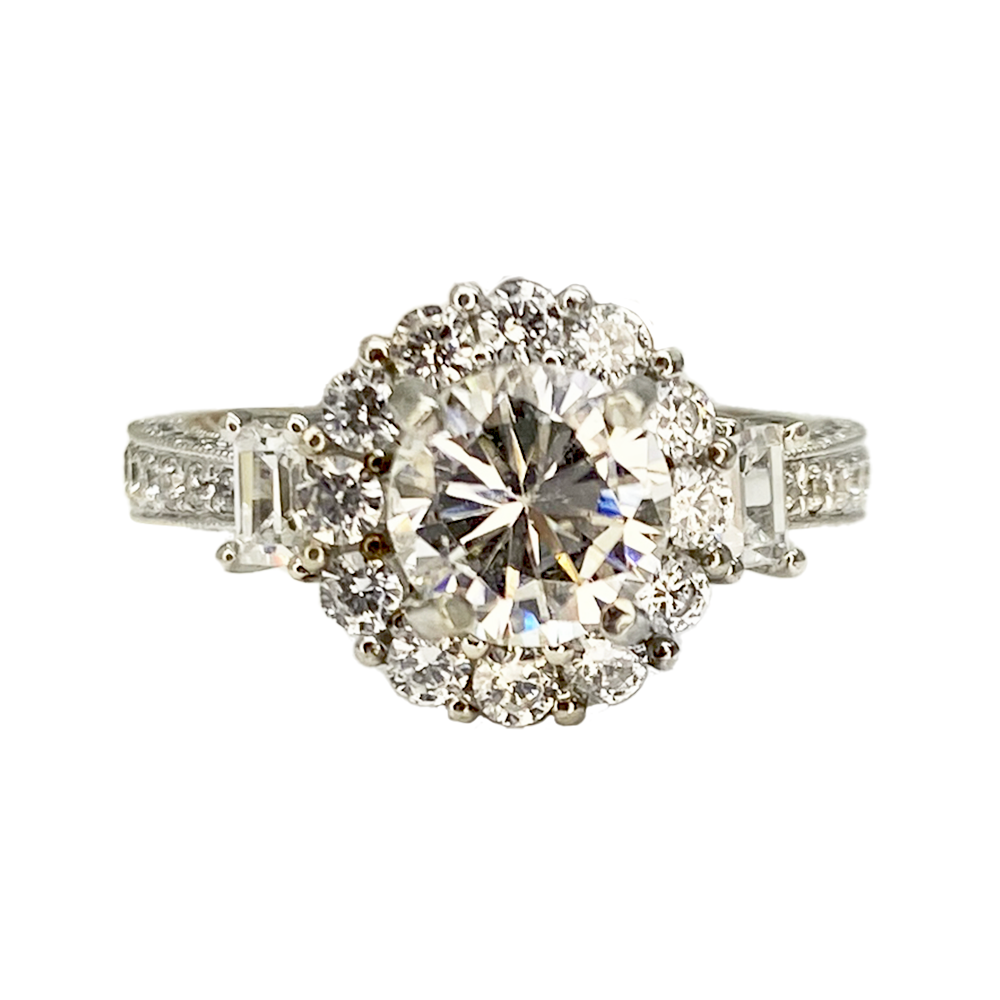 Halo Engagement Ring Mounting - 14kt White Gold