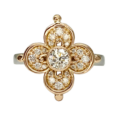 Byzantine Orthodox Cross Ring - 14kt Gold with Diamonds