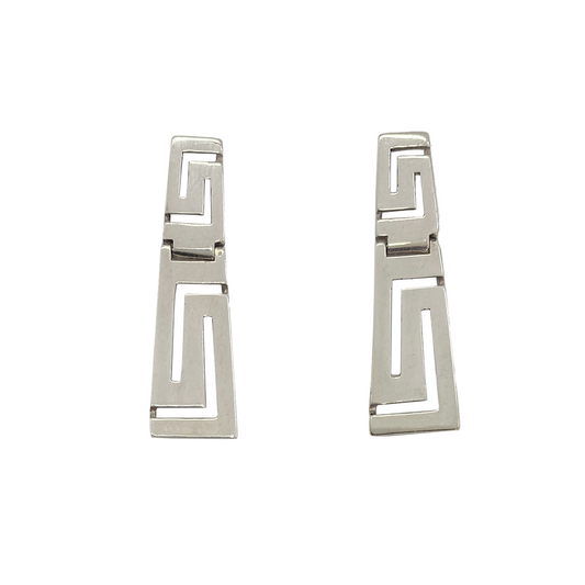 Greek Key Earrings - Sterling Silver