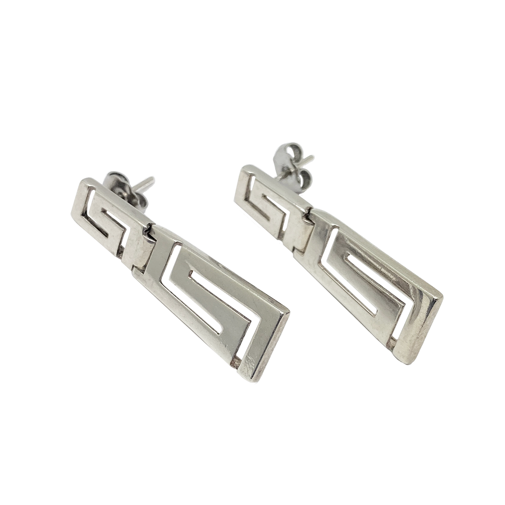 Greek Key Earrings - Sterling Silver