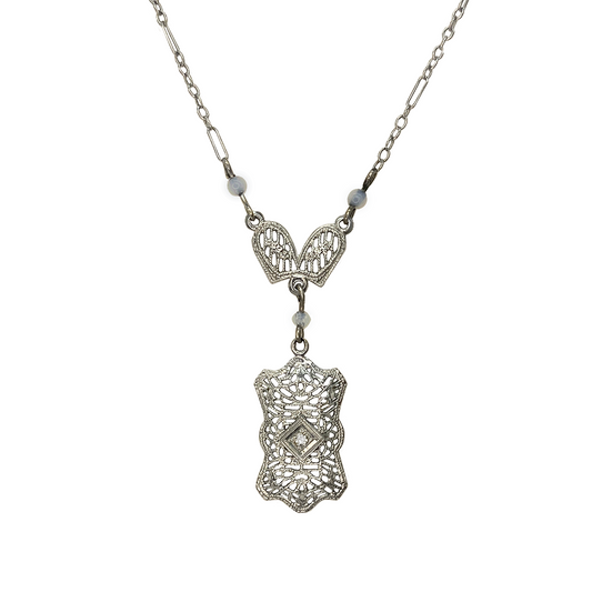 Antique Diamond Filigree Necklace, 18kt