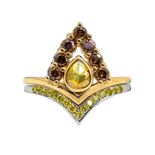 Two Tone Champagne & Light Brown Diamond Ring Set