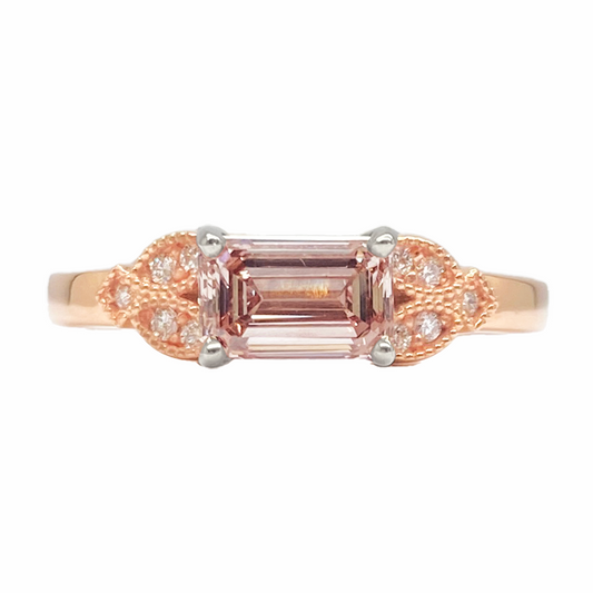 Emerald Cut Diamond Ring, 14kt Rose Gold