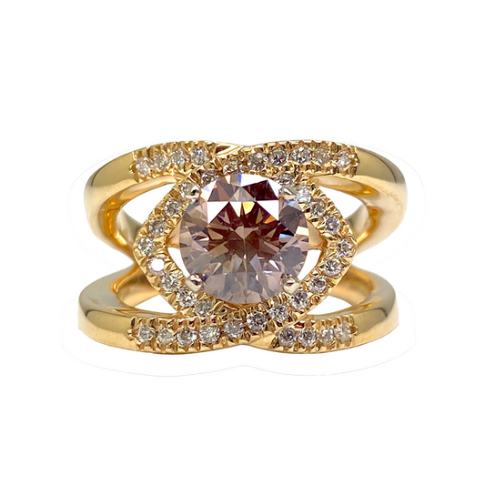 Pink & White Lab Grown Diamond Ring 14kt