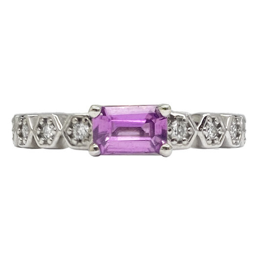 Emerald Cut Madagascar Sapphire & Diamond Ring