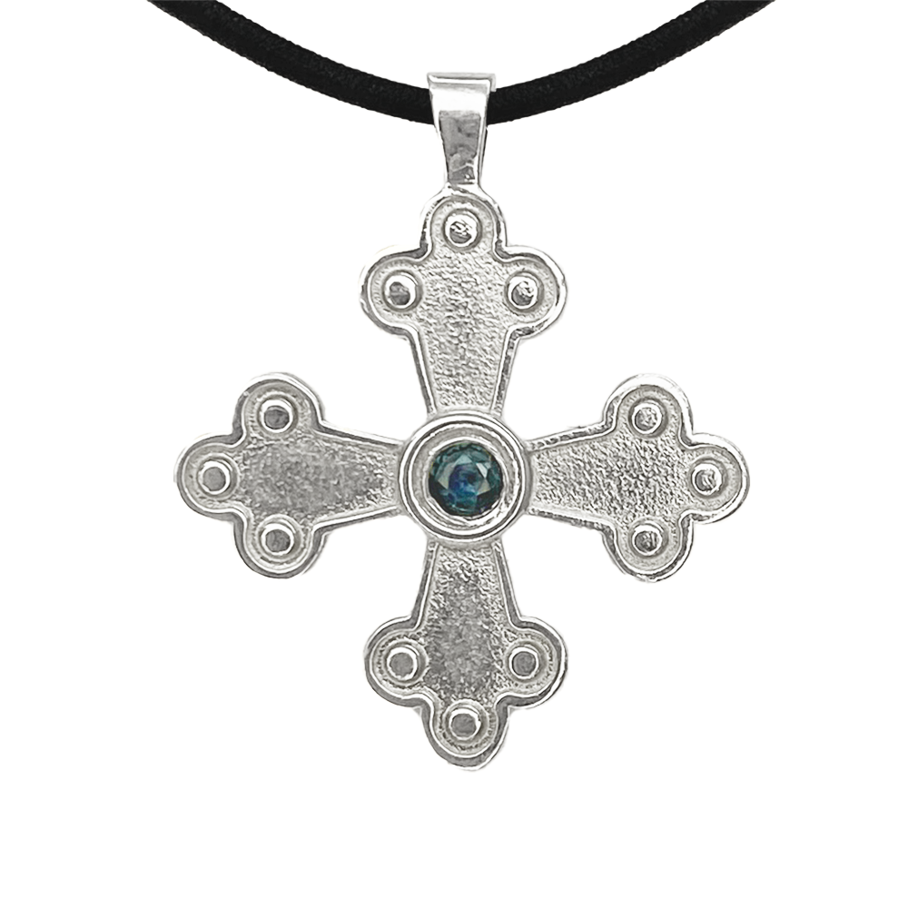 Amalia-Elisabet Byzantine Orthodox Cross - Sterling Silver with Gemstone