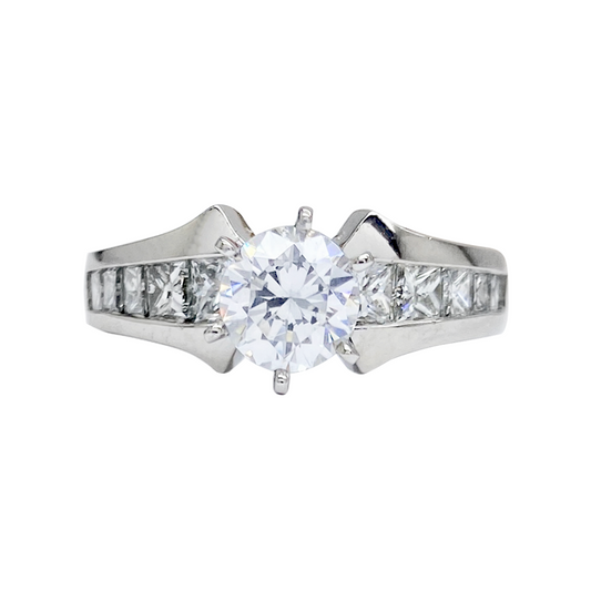Channel Set Princess Cut Diamond Ring Mounting - Platinum