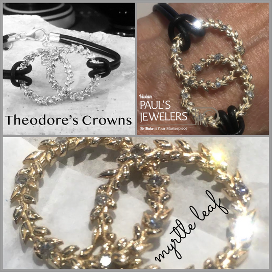 'Theodore's Crowns' Myrtle Leaf Sterling Silver Diamond Bracelet