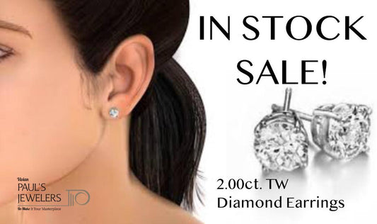 Natural Diamond Solitaire Earrings, Natural, 2.00 carat Total Weight