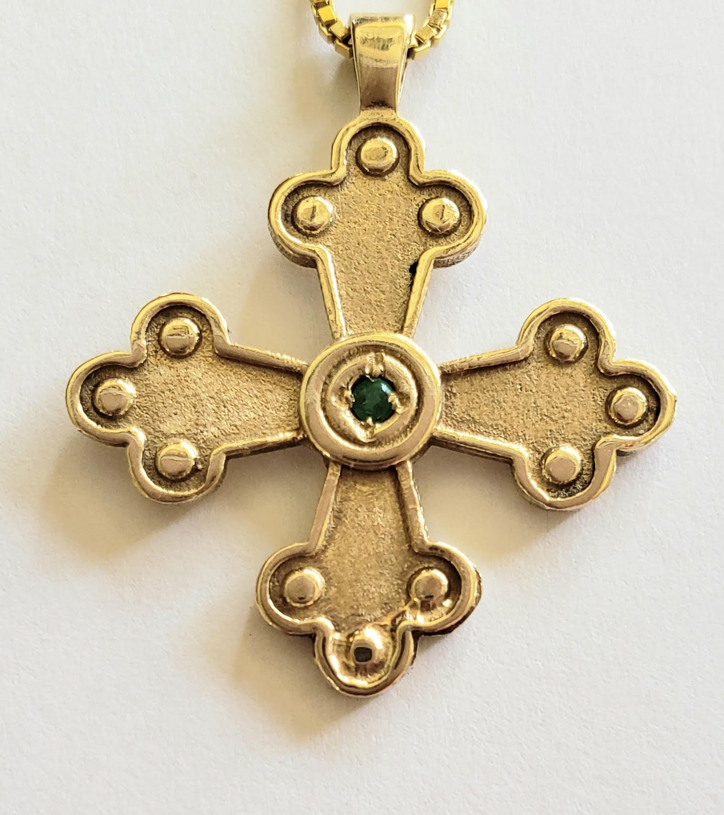 Amalia-Elisabet Byzantine Orthodox Cross - 14kt Gold with Gemstone